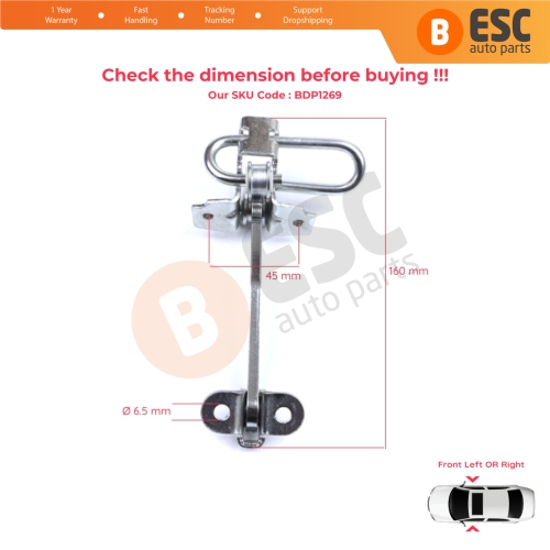 2 Pieces Front Door Hinge Stop Check Strap Limiter for Fiat Stilo 192 2001-2010 4/5 Door 51760102