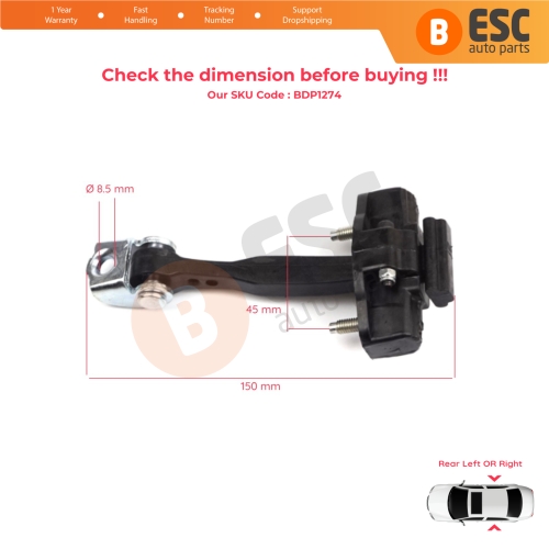 2 Pieces Rear Door Hinge Stop Check Strap Limiter for Fiat 500L 351 352 2012-2022 51883509