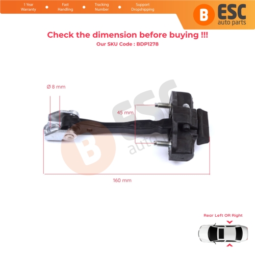 2 Pieces Rear Door Hinge Stop Check Strap Limiter for Fiat Bravo 198 Lancia Delta MK3 844 2008-2014 51805582