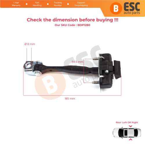 2 Pieces Rear Door Hinge Stop Check Strap Limiter for Fiat 500X 334 2014-On 51939944