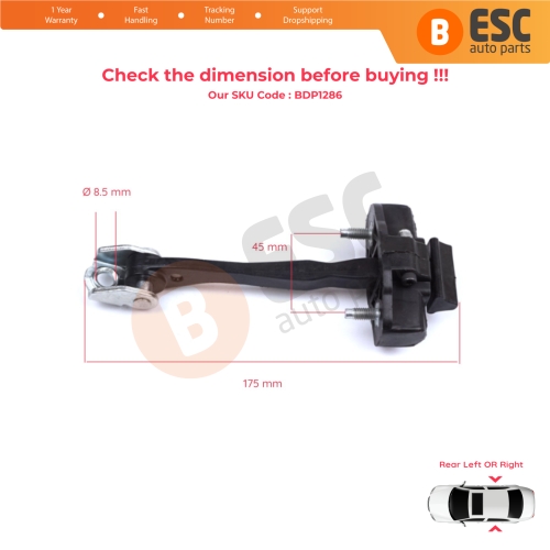 2 Pieces Rear Door Hinge Stop Check Strap Limiter for Alfa Romeo Giulietta 940 2010-2020 50521442	