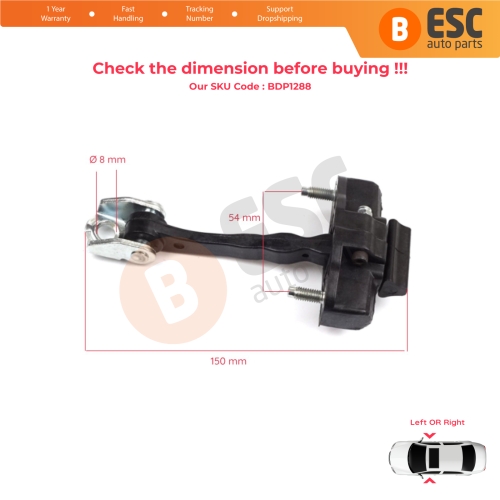 2 Pieces Door Hinge Stop Check Strap Limiter for Alfa Romeo MiTo 955 2008–2018 3-Door HB 50509095
