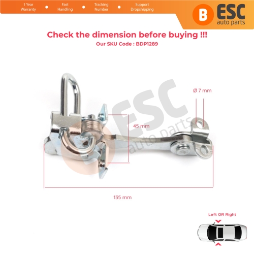 2 Pieces Door Hinge Stop Check Strap Limiter for Lancia Ypsilon MK2 843 2003–2011 3-Door HB 51758391