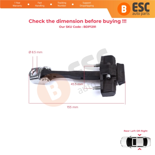 2 Pieces Rear Door Hinge Stop Check Strap Limiter for Lancia Ypsilon MK3 846 312 2011-2024 5-Door HB 51917798