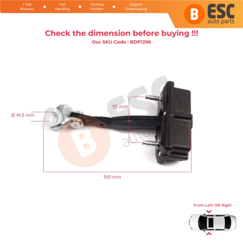 2 Pieces Front Door Hinge Stop Check Strap Limiter for Fiat Panda MK4 312 319 519 2011-2023 52022102