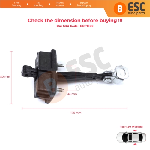 2 Pieces Rear Door Hinge Stop Check Strap Limiter for Fiat Panda MK4 312 319 519 2011-2023 Van Hatchback 52022104