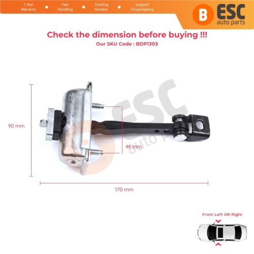 2 Pieces Front Door Hinge Stop Check Strap Limiter for Citroen C3 MK3 Peugeot 208 2008 MK1 5-Door Hatchback 9671891380
