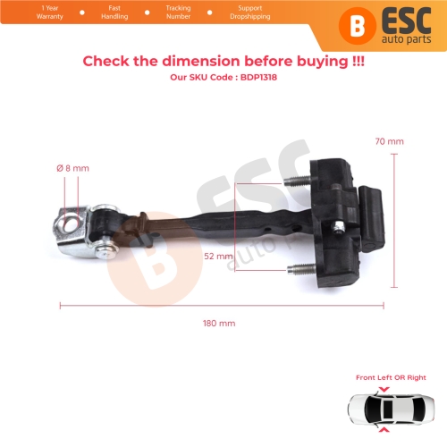 2 Pieces Front Door Hinge Stop Check Strap Limiter for Peugeot 208 e-208 Opel Corsa F Corsa-e 2019-On 9823211180