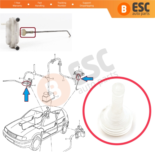 Central Door Lock Vacuum Actuator Control Valve Diaphragm Bellows for VW Polo MK3 6N Classic Vento A3 Golf MK3 1H 1E 1V 1H6862159