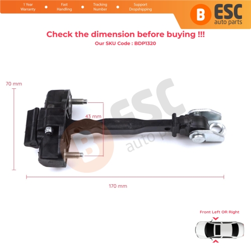 2 Pieces Front Door Hinge Stop Check Strap Limiter for Peugeot 2008 e-2008 MK2 Opel Mokka B Mokka-e 9820810880