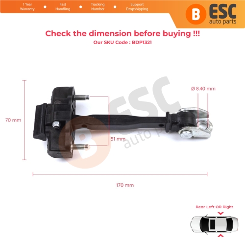 2 Pieces Rear Door Hinge Stop Check Strap Limiter for Peugeot 2008 e-2008 MK2 Opel Mokka B Mokka-e 9820816280