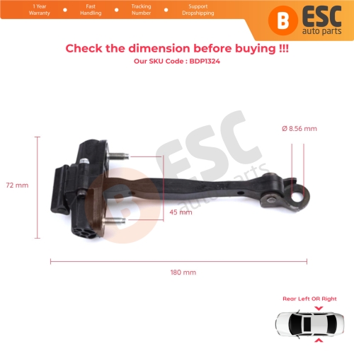 2 Pieces Rear Door Hinge Stop Check Strap Limiter for Citroen C3 Aircross MK2 A88 2017-2024 YQ00232680	