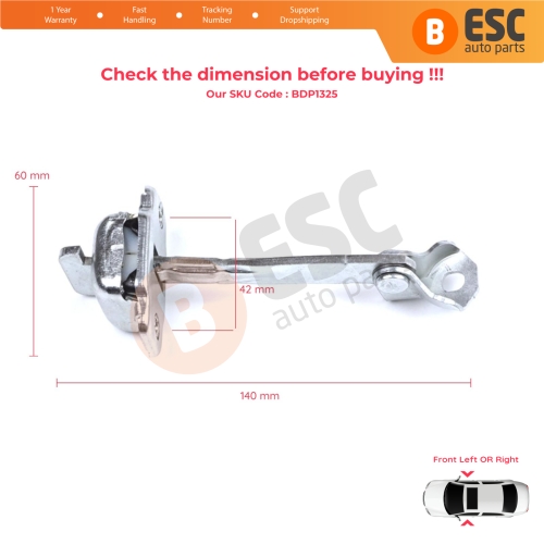 2 Pieces Front Door Hinge Stop Check Strap Limiter for Citroen C1 Peugeot 107 Toyota Aygo 2005-2014 5-Door HB B000760180