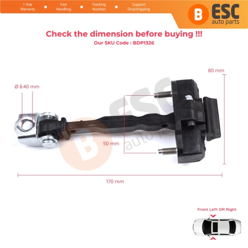 2 Pieces Front Door Hinge Stop Check Strap Limiter for Peugeot 308 MK3 408 Crossover DS4 Opel Astra L 2021-On 5-Door 9830837080