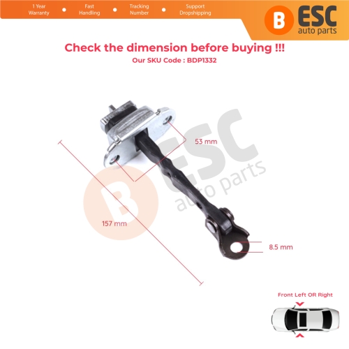 2 Pieces Front Door Hinge Stop Check Strap Limiter for Citroen C1 Peugeot 108 Toyota Aygo MK2 2014-On 5-Door B000873180