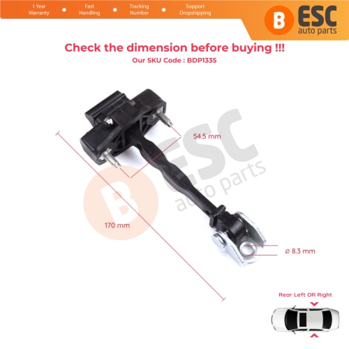 2 Pieces Rear Door Hinge Stop Check Strap Limiter for Citroen C4 e-C4 C4X e-C4X MK3 2020-On 9831196980
