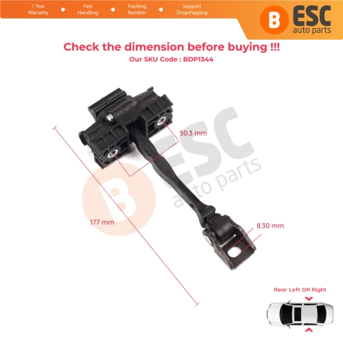 2 Pieces Rear Door Hinge Brake Stop Check Strap Limiter for VW Polo MK5 6R 6C 60 61 2009-2022 4/5 Door 6R4839249C