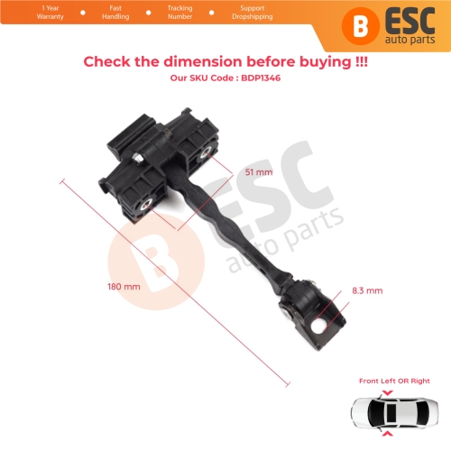 2 Pieces Front Door Hinge Brake Stop Check Strap Limiter for VW UP! Skoda Citigo Seat Mii 2011-2024 5-Door Hatchback 1S0837249