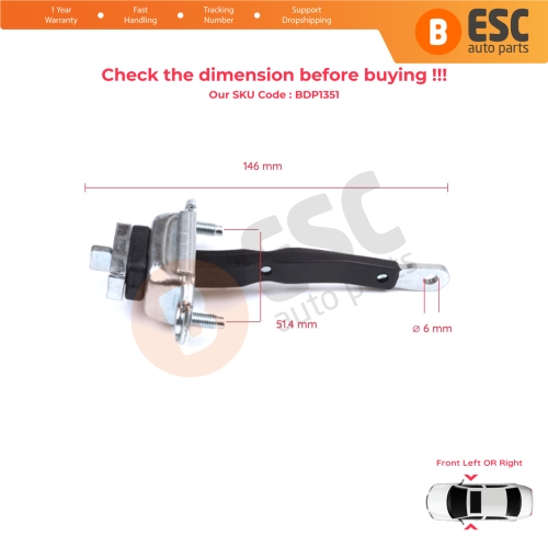 2 Pieces Front Door Hinge Brake Stop Check Strap Limiter for Toyota Avensis MK1 T22 Caldina Carina Corona Premio T210 1997-2003 4/5 Door 6861020180