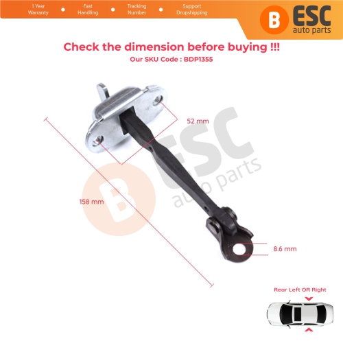 2 Pieces Rear Door Hinge Brake Stop Check Strap Limiter for Toyota Hilux MK7 N1 N2 N3 Fortuner MK1 N5 N6 2004-2015 686300K011