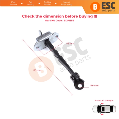 2 Pieces Front Door Stop Check Assy Limiter Strap for Toyota Hilux MK8 N1 Fortuner MK2 Revo 2015-On 686100K091