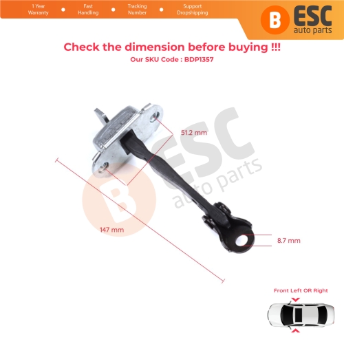 2 Pieces Front Door Stop Check Assy Limiter Strap for Toyota Yaris Echo Verso FunCargo Vitz Platz MK1 P1 P2 1999-2003 Pre-Facelift