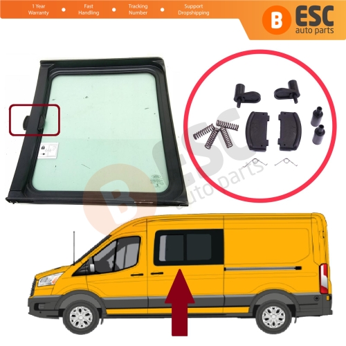 Side Sliding Window Glass Latch Opener Grip Button Set for Ford Transit MK8 T18 V363 2013-On MWB LWB  XLWB BK31-B25700-A