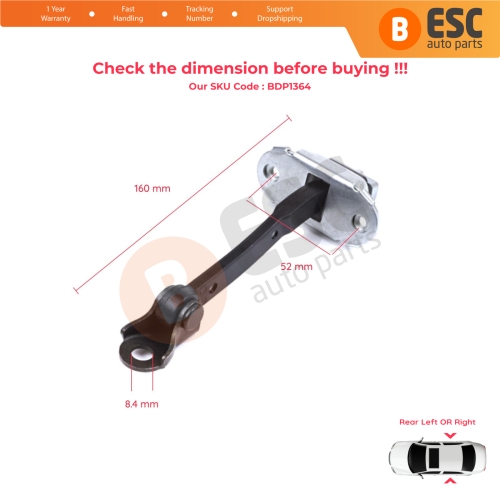 2 Pieces Rear Door Stop Check Assy Limiter Strap for Toyota Yaris Echo Verso FunCargo Vitz Platz MK1 P1 P2 1999-2003 Pre-Facelift
