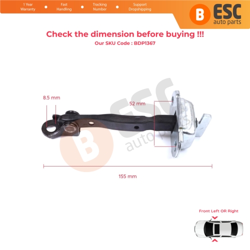 2 Pieces Front Door Stop Check Assy Limiter Strap for Toyota Yaris Vios Vitz Belta MK2 P9 XP9 XP90 2005-2013 686100D040
