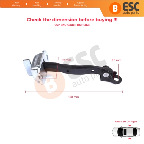 2 Pieces Rear Door Stop Check Assy Limiter Strap for Toyota Yaris Vios Vitz Belta MK2 P9 XP9 XP90 2005-2013 686300D060