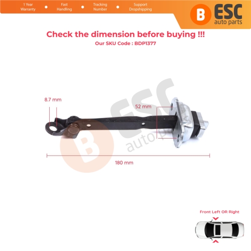 2 Pieces Front Door Stop Check Assy Limiter Strap for Toyota Prius MK3 W3 XW30 ZW30 2009-2015 6861047021