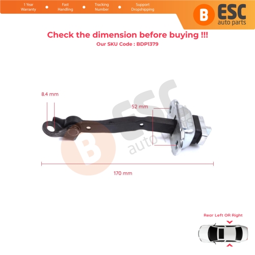 2 Pieces Rear Door Stop Check Assy Limiter Strap for Toyota Camry MK5 V3 XV30 2001-2006 6863033050