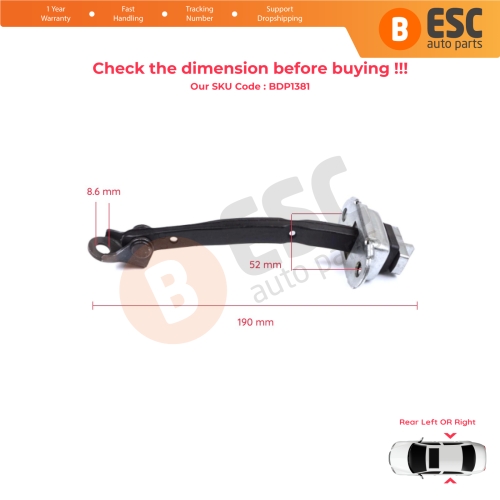 2 Pieces Rear Door Stop Check Assy Limiter Strap for Toyota Camry MK6 V4 XV40 2006-2012 6863033070