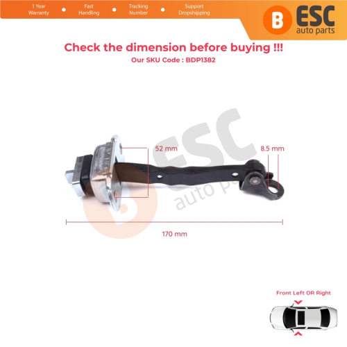 2 Pieces Front Door Stop Check Assy Limiter Strap for Toyota Camry MK7 V5 XV50 XV55 2011-2019 6861033091