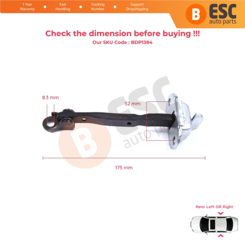 2 Pieces Rear Door Stop Check Assy Limiter Strap for Toyota C-HR MK1 X1 AX10 AX50 2016-2024 68630F4010