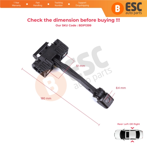 2 Pieces Rear Door Stop Check Assy Limiter Strap for BMW 1 Series F20 F20N 2011–2019 5-Door 51227446727