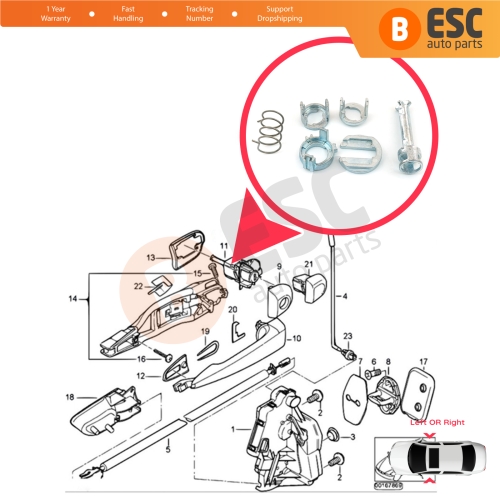 Door Lock Cylinder Barrel Repair Kit For BMW 3 Series E46 323i 325i 328i 330i M3 1998-2007 51218244050