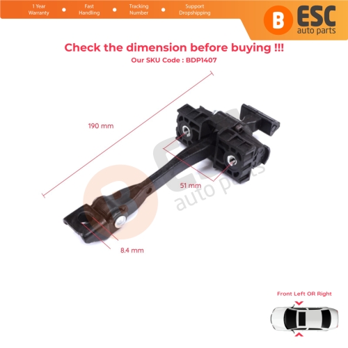 2 Pieces Front Door Stop Check Assy Limiter Strap for BMW 2 Series MK1 F45 F46 Tourer 2013-2021 51217404897