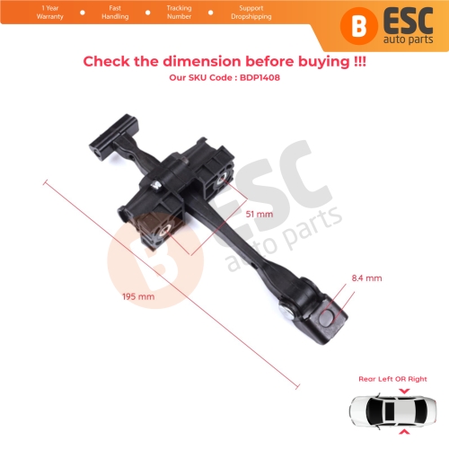 2 Pieces Rear Door Stop Check Assy Limiter Strap for BMW 2 Series MK1 F45 F46 Tourer 2013-2021 51227404899