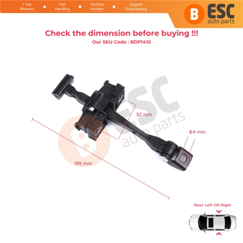 2 Pieces Rear Door Stop Check Assy Limiter Strap for BMW X1 F48 MK2 2014-2022 51227436003