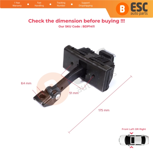 2 Pieces Front Door Stop Check Assy Limiter Strap for BMW 1 Series MK1 E81 E82 E88 2006-2013 2/3 Door 41517164623