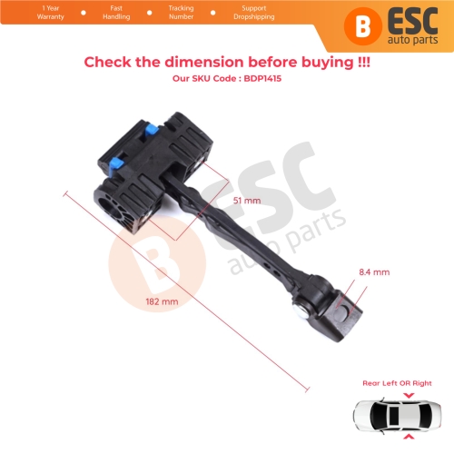 2 Pieces Rear Door Stop Check Assy Limiter Strap for VW Jetta MK6 A6 5C6 1B 162 163 AV3 AV2 2010-2018 5C6839249
