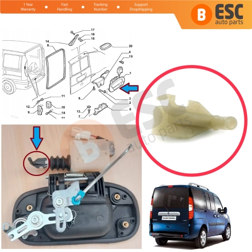 Tailgate Rear Single Door Outer Handle Lock Plastic Part for Fiat Doblo MK1 119 223 2000-2010 735402299