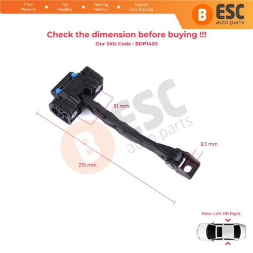 2 Pieces Rear Door Stop Check Assy Limiter Strap for VW Touareg MK2 7P 7P5 7P6 2010-2018 7P0839249