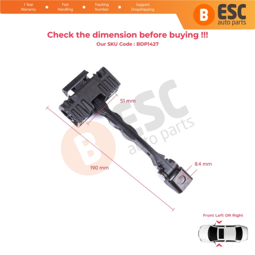 2 Pieces Front Door Stop Check Assy Limiter Strap for VW Caddy MK4 MK5 SB 2020-On MPV Box 2K7837249A
