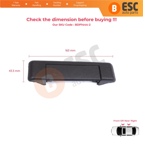 Right Exterior Door Handle Black for Renault 19 Super 5 Express Rapid Extra 7700793253