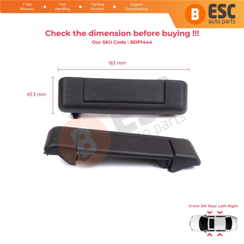 Left Right Exterior Door Handle Black for Renault 19 Super 5 Express Rapid Extra 7700793252 7700793253