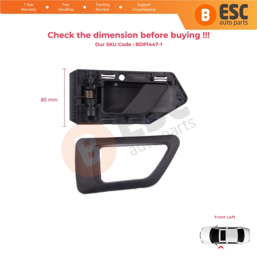 Front Left Interior Door Handle Opener Black for Citroen Berlingo MK1 1996-2011 Peugeot Partner MK1 1996-2015 914394