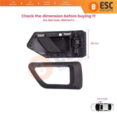 Front Right Interior Door Handle Opener Black for Citroen Berlingo MK1 1996-2011 Peugeot Partner MK1 1996-2015 914395