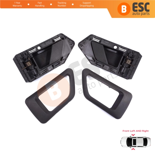 Front Left Right Interior Door Handle Opener Black for Citroen Berlingo MK1 1996-2011 Peugeot Partner MK1 1996-2015 914394 914395